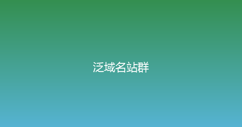 泛域名站群 封面图