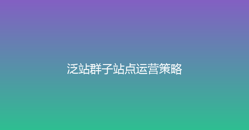 泛站群子站点运营策略 封面图
