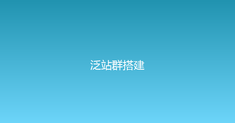 泛站群搭建 封面图