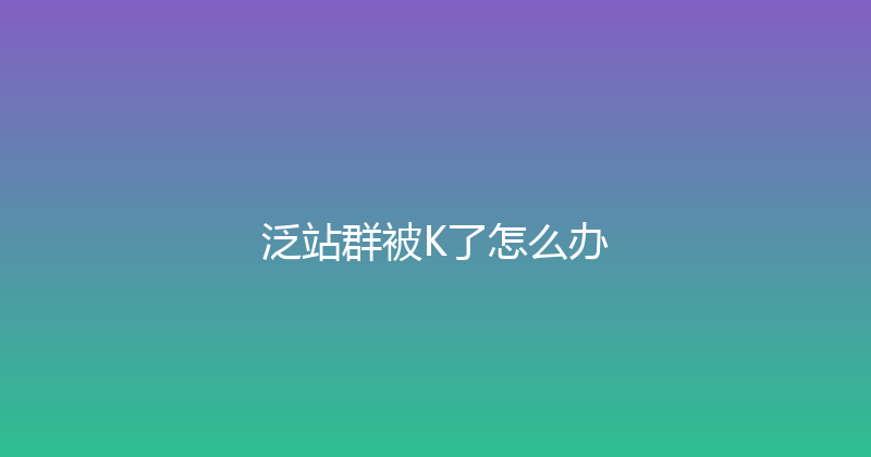 泛站群被K了怎么办 封面图